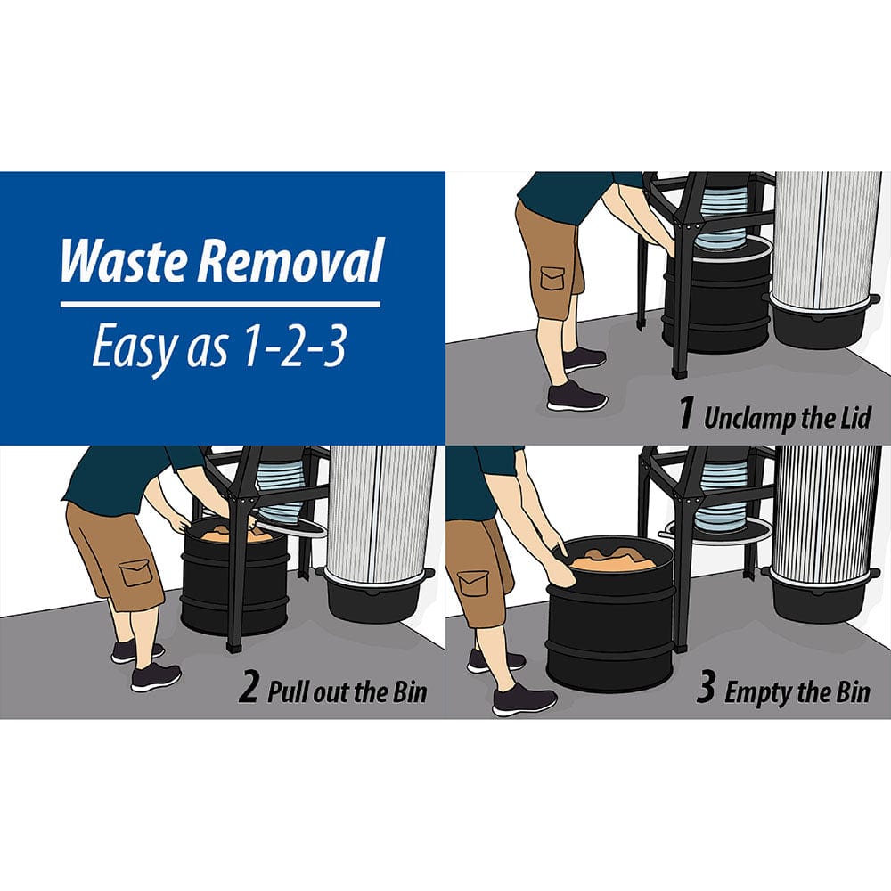 5HP Dust Gorilla Pro with SMART Boost, 55 Gallon Drum, and Stand