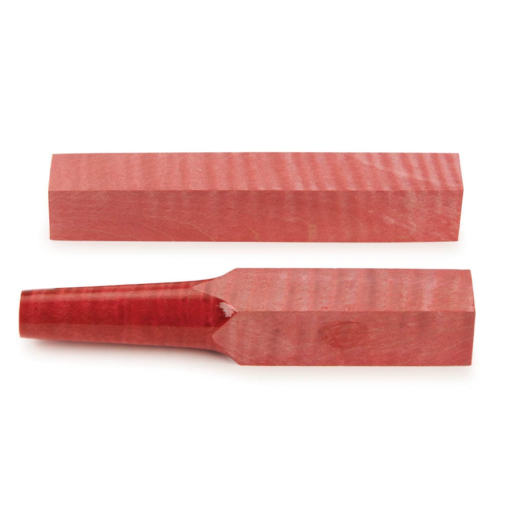 Stabilized & Dyed Curly Maple Pen Blank - 3/4" x 3/4" x 5" - Red