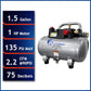 1.5 Gallon 1 HP Quiet Air Compressor