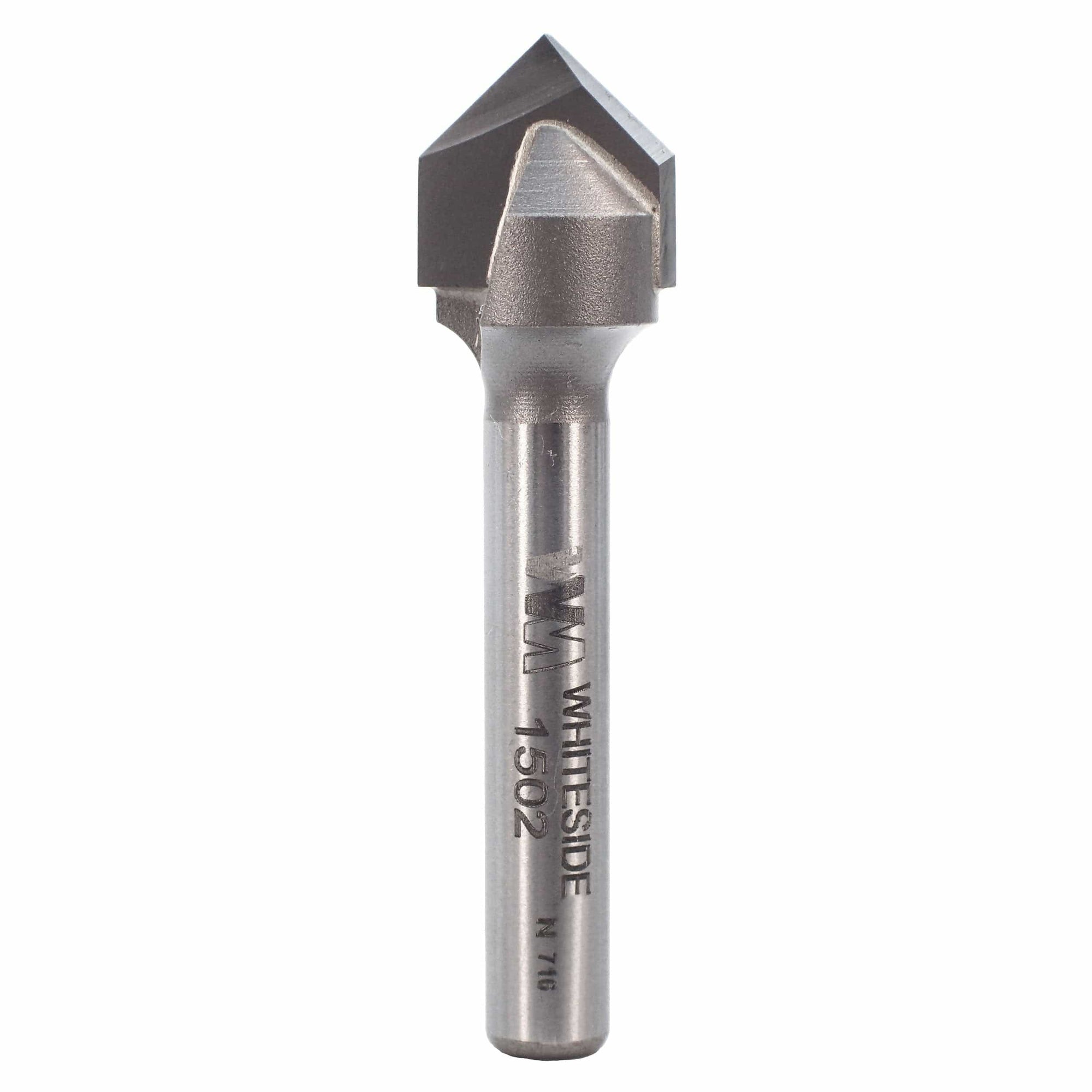 1502 90-Degree V Groove Router Bit 1/4" SH 1/2" D X 1/4" P X 1-7/8" OL alt 0