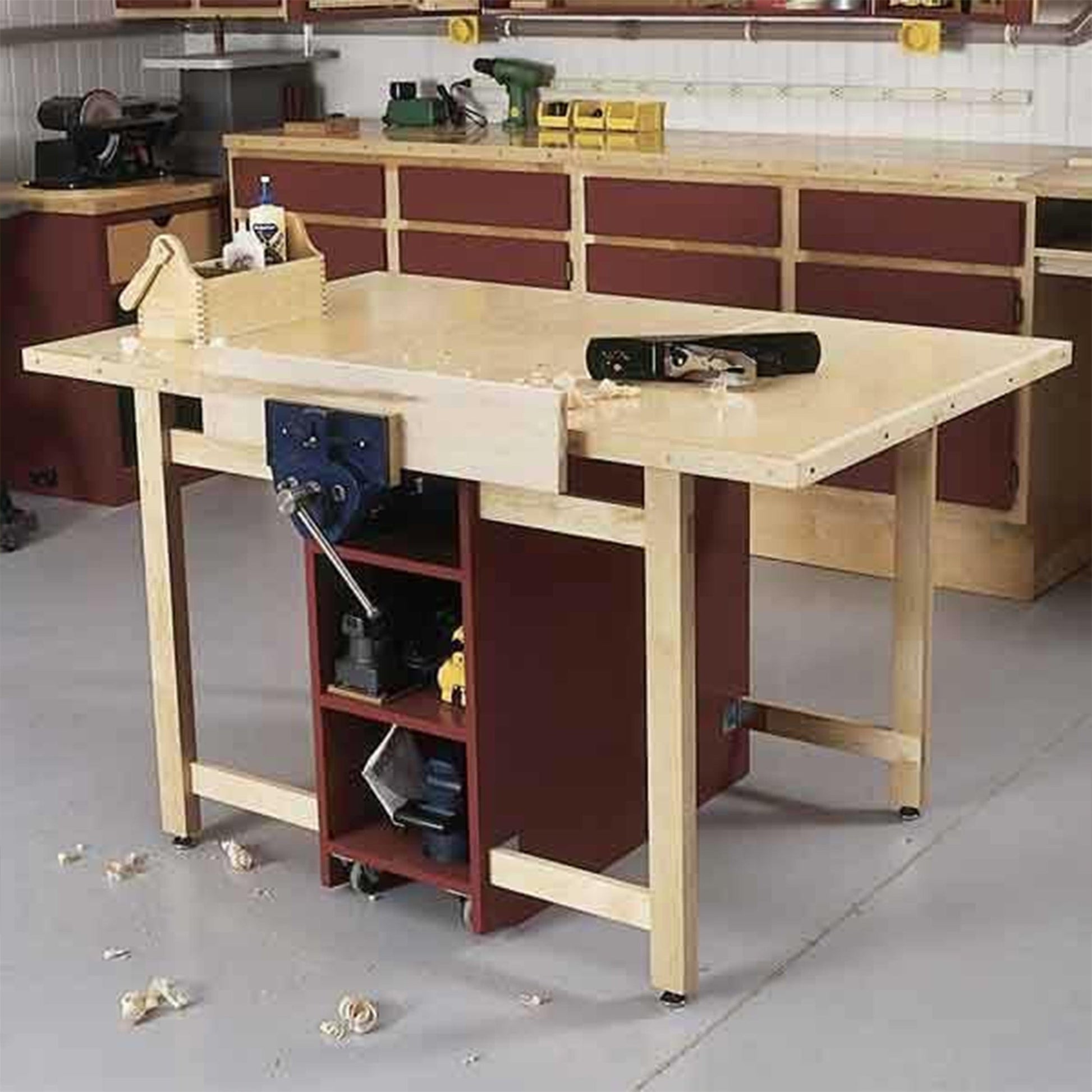 Downloadable Woodworking Project Plan to Build Drop-Leaf Workbench alt 0
