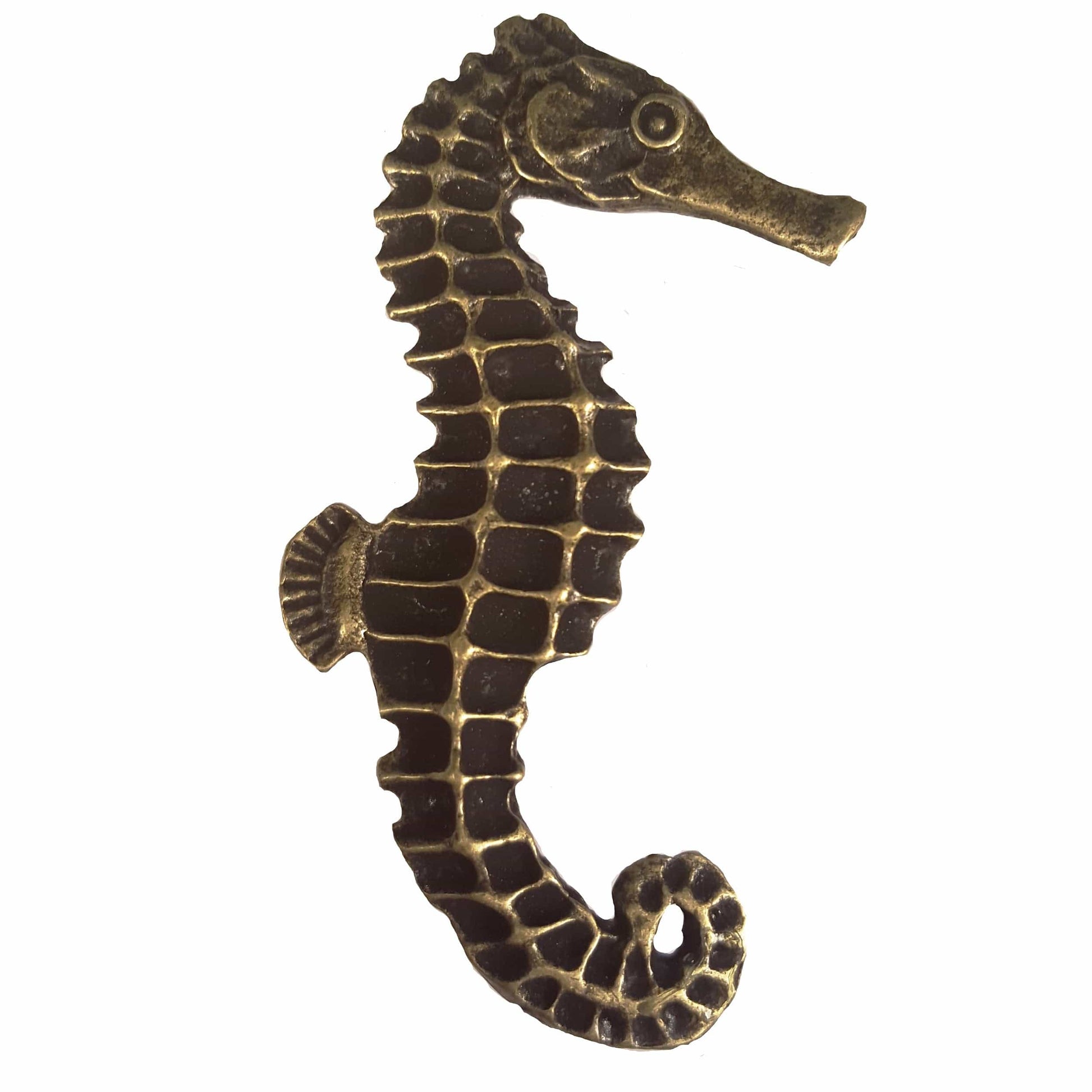Large Seahorse Pull, Right, Antique Brass, Model 234AB alt 0