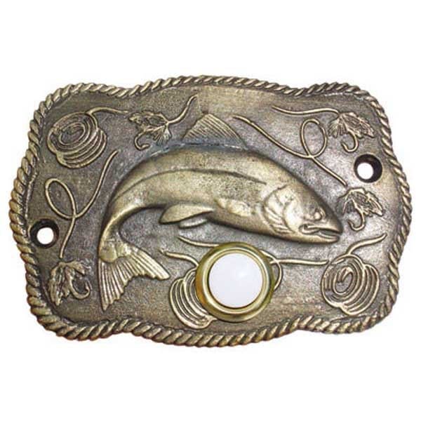 Trout Scene Door Bell, Antique Brass, Model 914AB alt 0