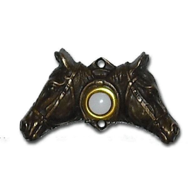 Double Horse Head Door Bell, Pewter, Model 921P alt 0