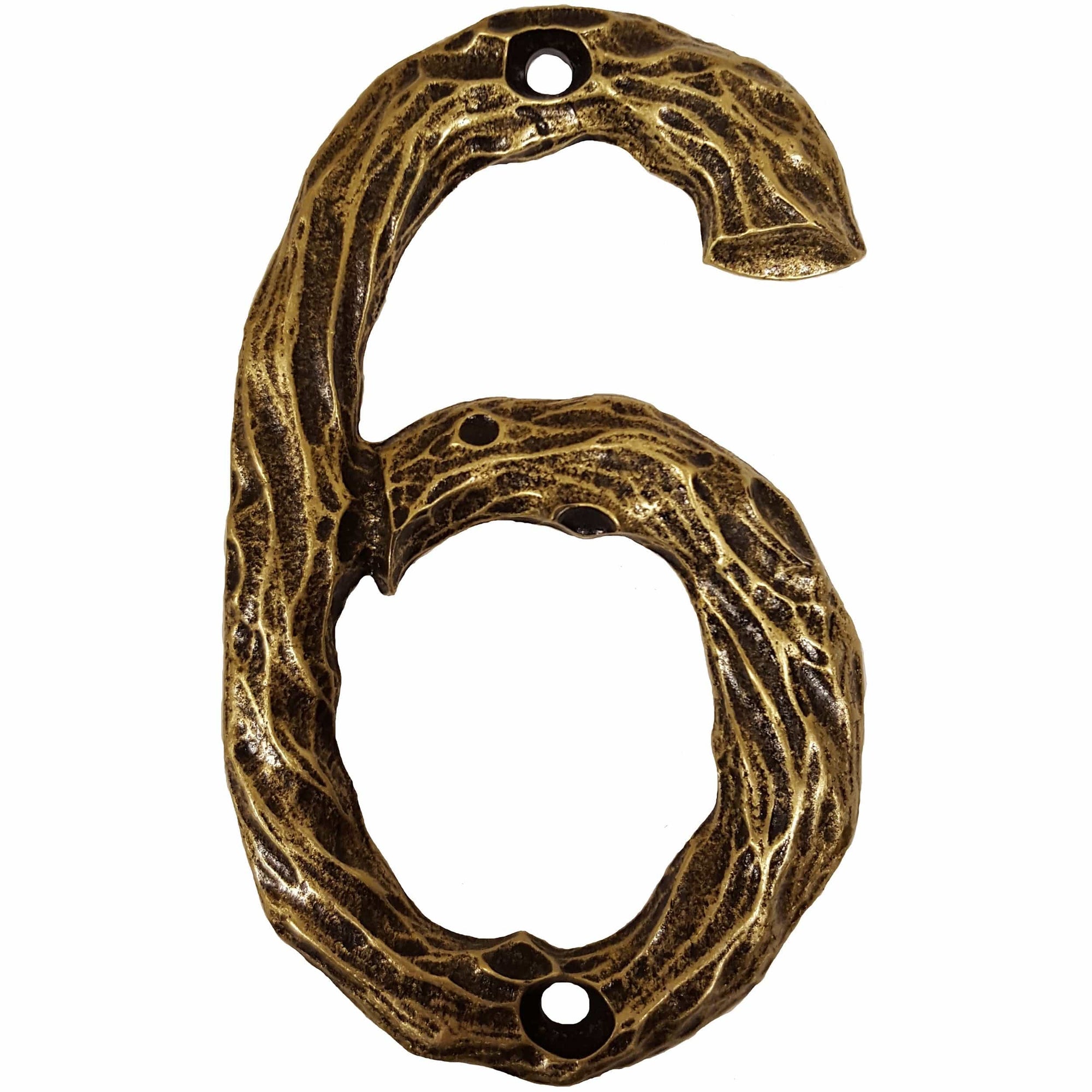 LHN6-AB Log House Number 6, Antique Brass, 1 piece alt 0