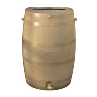 Rain Barrel with Flat Back and Brass Spigot, 50 gallon, Oak alt 0