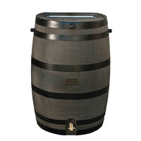 Rain Barrel with Flat Back and Brass Spigot, 50 gallon, Brown alt 0