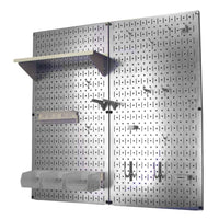 Metal Pegboard Utility Tool Storage Kit - Galvanized Steel Pegboard & White Accessories alt 0