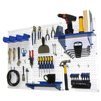 4' Metal Pegboard Standard Tool Storage Kit - White Toolboard & Blue Accessories alt 0
