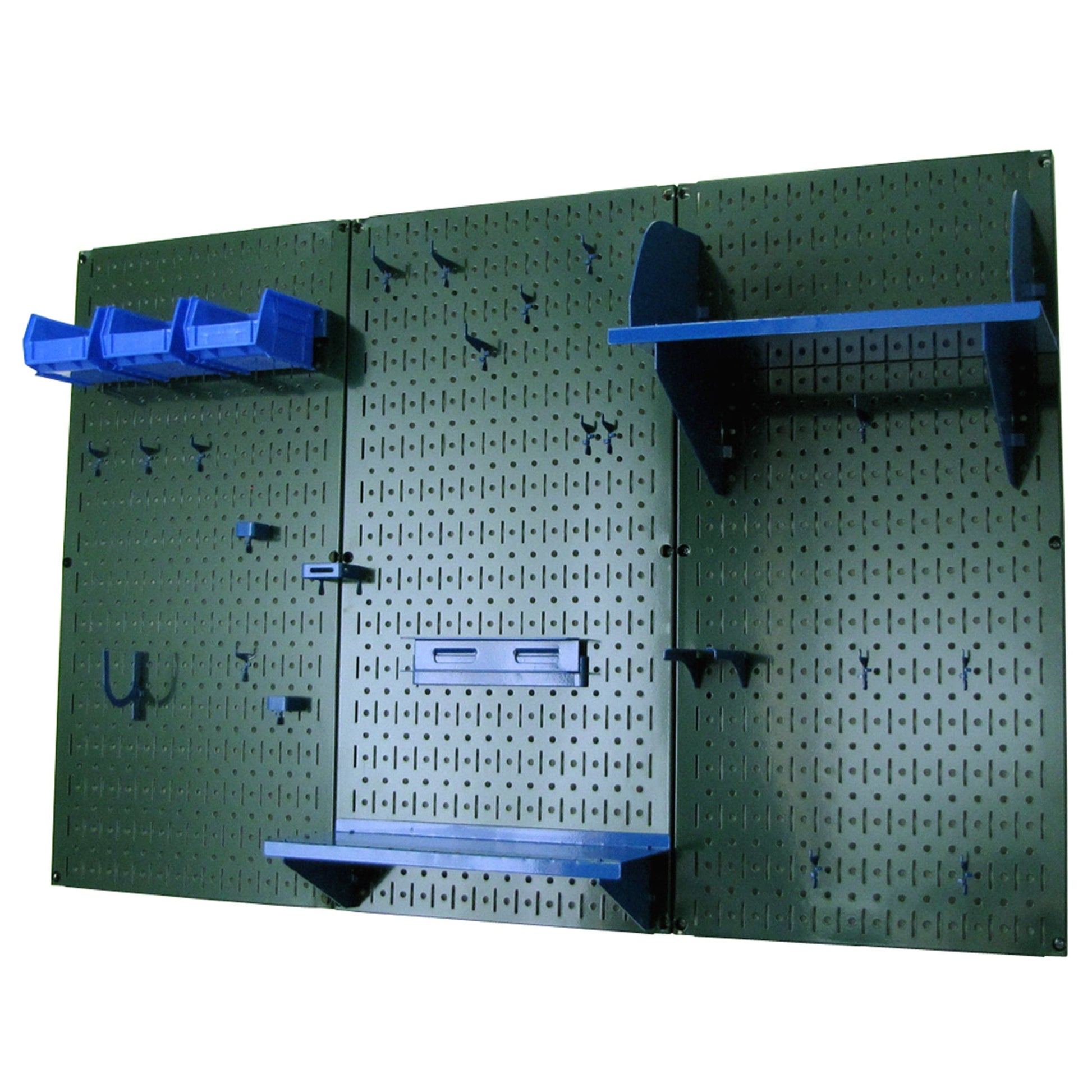 4' Metal Pegboard Standard Tool Storage Kit - Green Toolboard & Blue Accessories alt 0