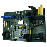 4' Metal Pegboard Standard Tool Storage Kit - Green Toolboard & Blue Accessories alt 0