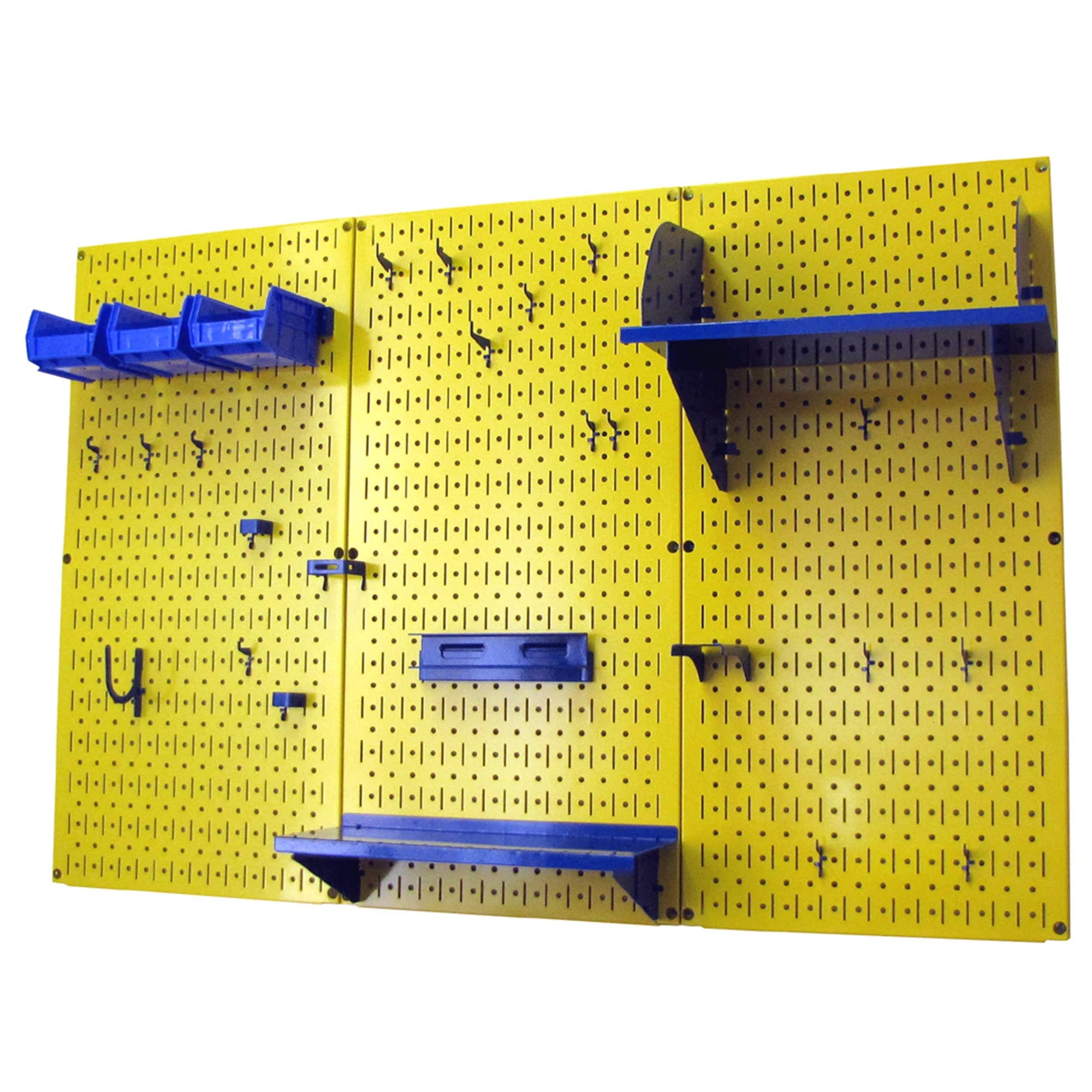 4' Metal Pegboard Standard Tool Storage Kit - Yellow Toolboard & Blue Accessories alt 0