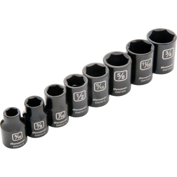 3/8" Drive 8pc 6-Point SAE Standard Impact Socket Set, 5/16" - 3/4" alt 0