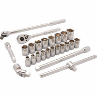 1/2" Drive 25pc 6-Point Standard Metric Socket Set, 10mm - 28mm alt 0