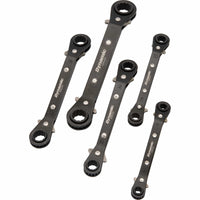 Wrench Set, 5pc, Metric, Double Box End, Reversible Ratcheting, 15° Offset alt 0