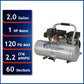 1HP 2 Gallon Oil-Free Aluminum Tank Air Compressor alt 0