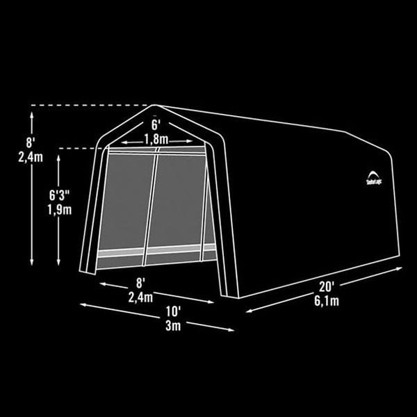Auto Shelter, 10' x 20' x 8', Peak Style Instant Garage, Sandstone alt 0