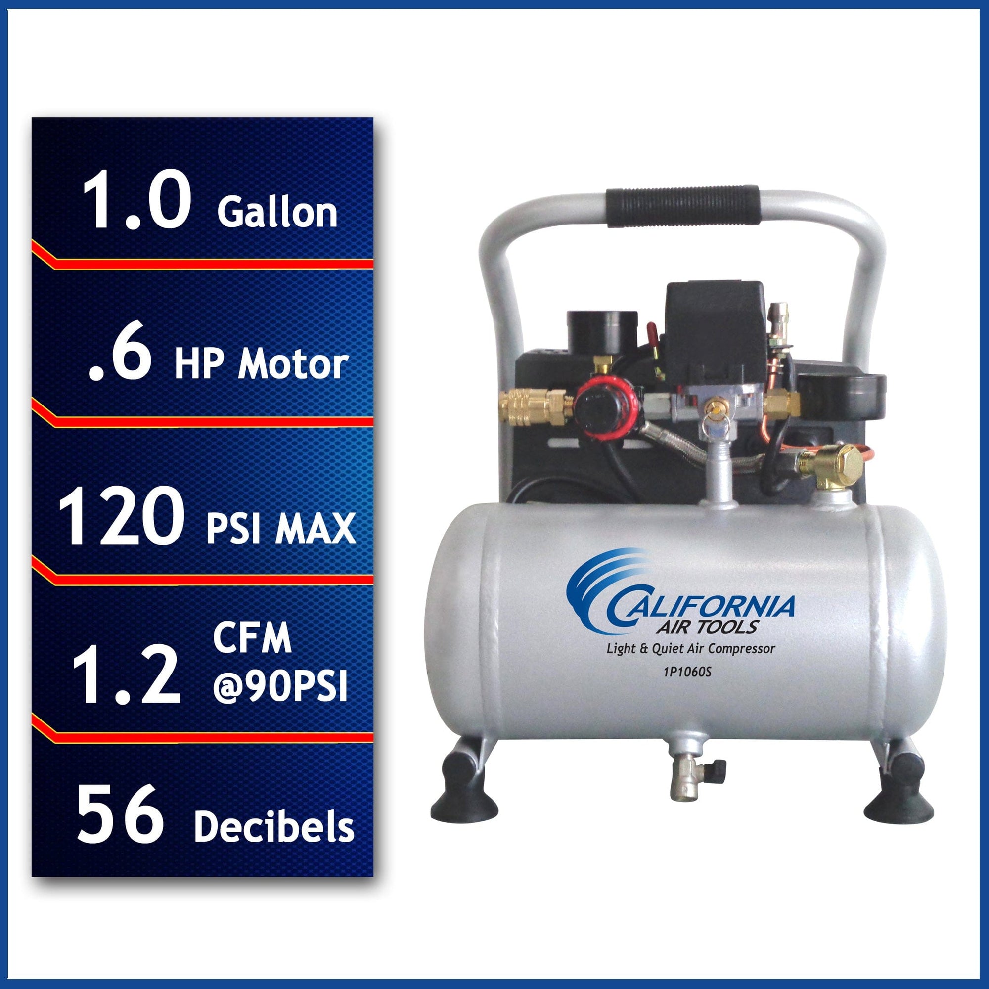 Portable Steel Tank Air Compressor 0.6 HP 1 Gallon alt 0