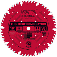 LU83R010 Finish Red Circular Saw Blade 10" x 5/8" Bore x 50 Tooth Combination Thin Kerf alt 0
