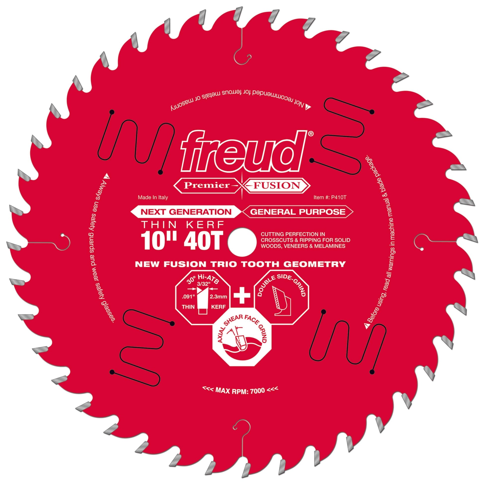 P410T Fusion Circular Saw Blade 10" x 5/8" Bore x 40 Tooth Thin Kerf alt 0