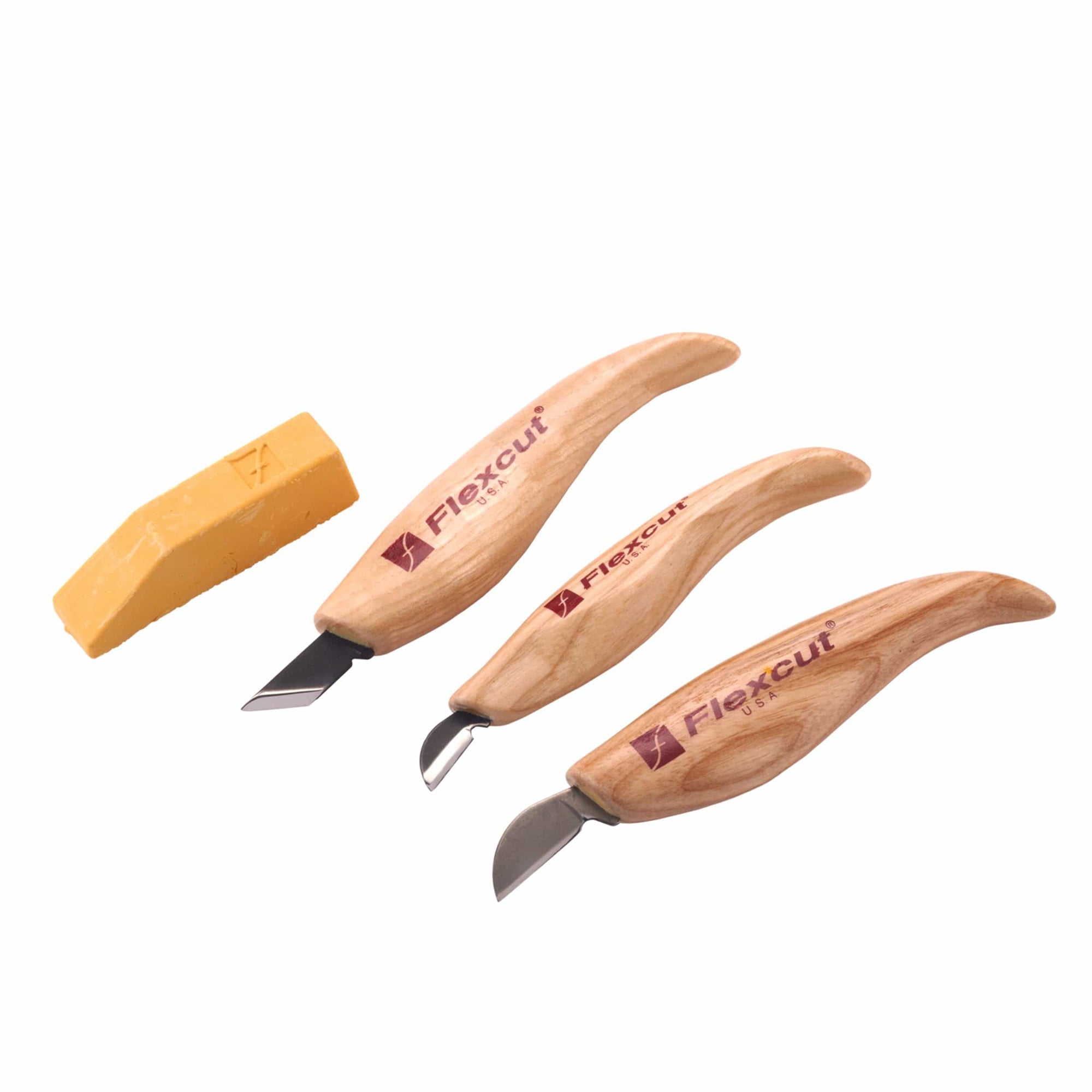 Chip Carving Tool Set with Sharpening Compound - 3 Piece alt 0
