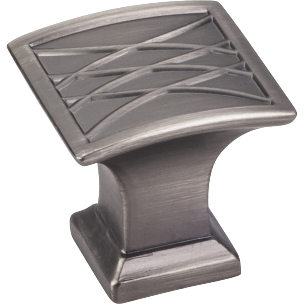 Aberdeen Square Lined Knob, 1-1/4" O.L., Brushed Pewter alt 0