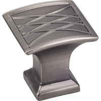 Aberdeen Square Lined Knob, 1-1/4" O.L., Brushed Pewter alt 0