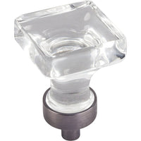 Harlow Small Square Glass Knob 1" O.L.,  Brushed Pewter alt 0