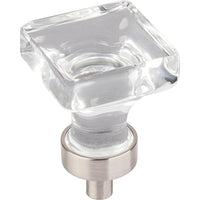  Harlow Small Square Glass Knob 1" O.L.,  Satin Nickel alt 0