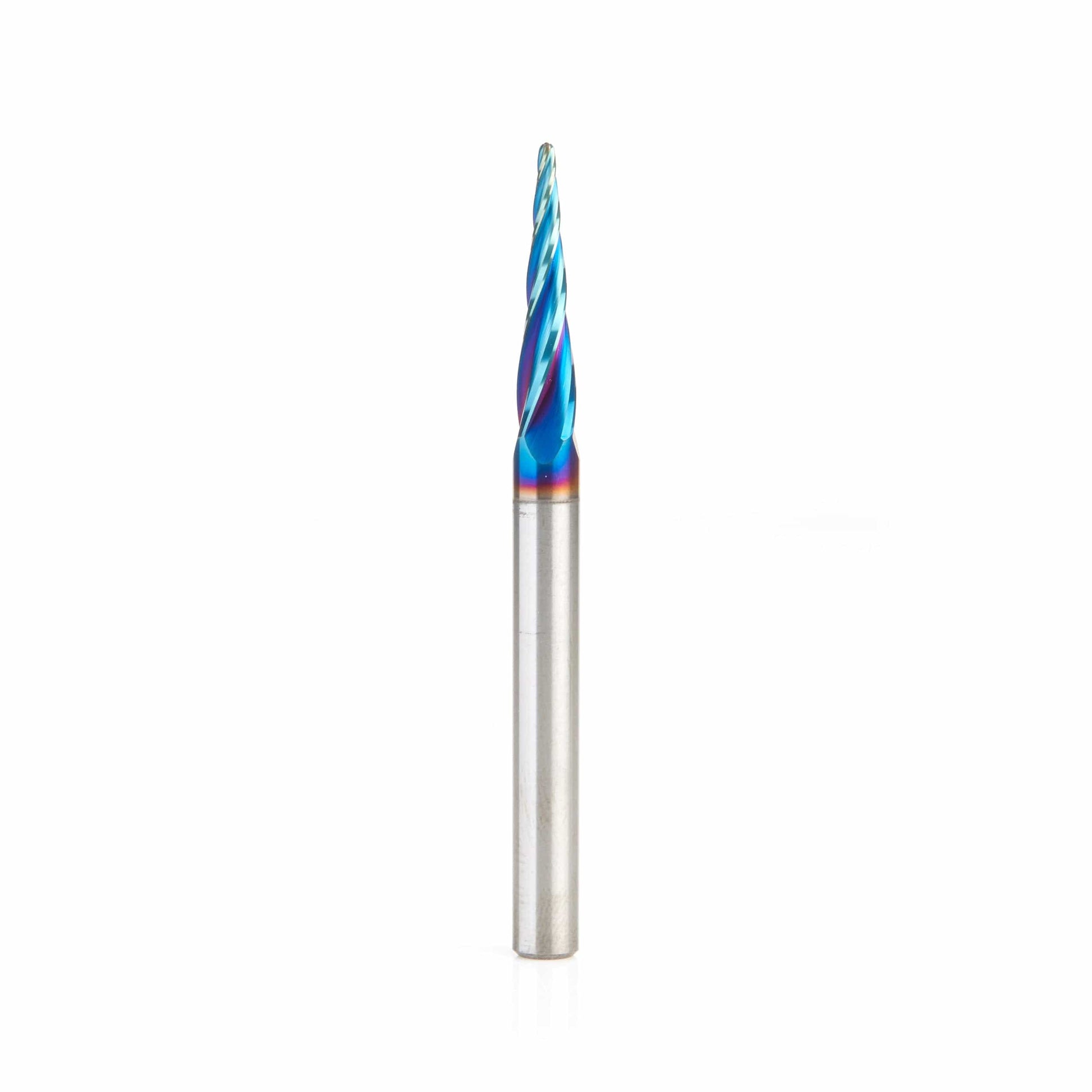 46282-K 2D/3D Carving 5.4 Deg Tapered Angle Ball Tip 1/16 Dia x 1/32 Radius x 1 x 1/4 Sh Solid Carbide Up-Cut Spiral Rou alt 0